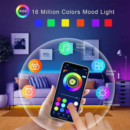 Bluetooth LED Strip Lights SMD 5050 RGB APP Remote Control Flexible Ribbon Diode Lamp Tape TV Backlights Game Room Home Decor