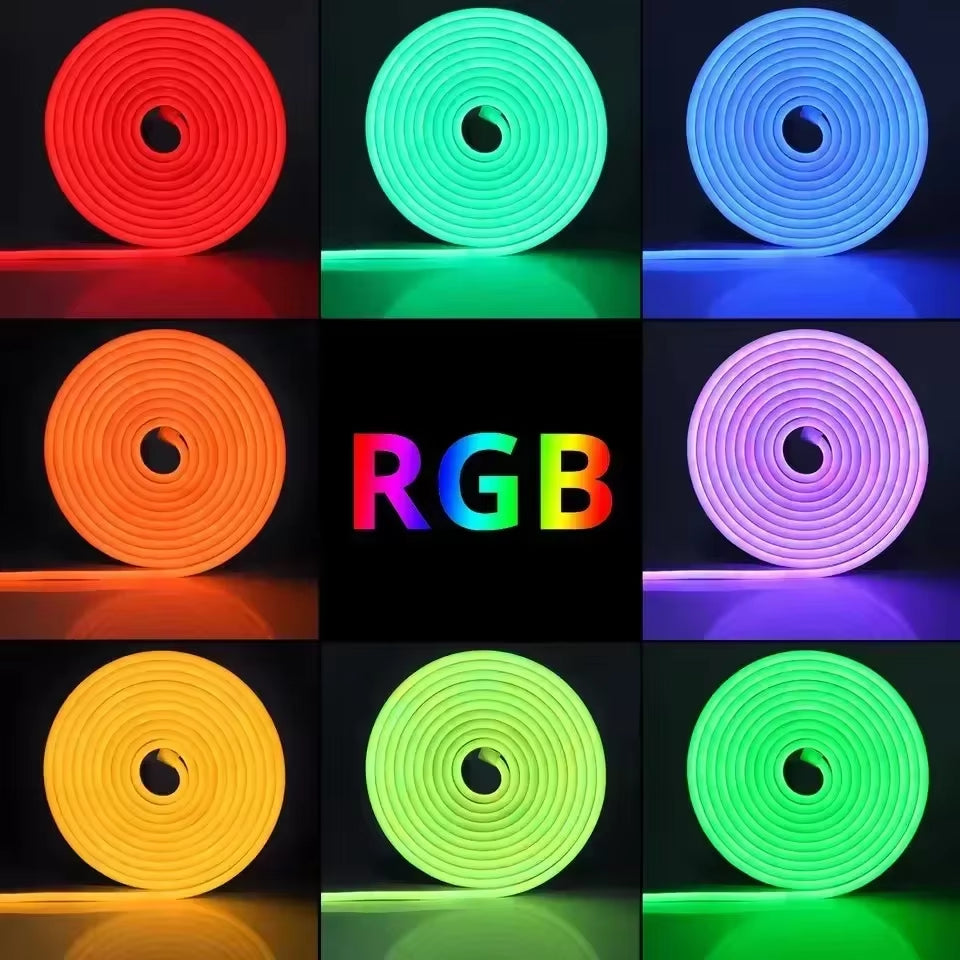 Dc 24V Rgb Neon Led Lights Strip 15M 30M 10 M 5 Meters Rgb Neon Rope Led Tape Outdoor Waterproof Bluetooth App Remote Control