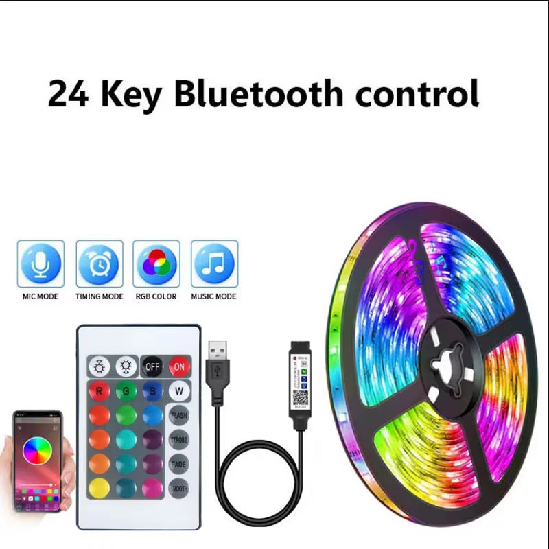 Bluetooth LED Strip Lights SMD 5050 RGB APP Remote Control Flexible Ribbon Diode Lamp Tape TV Backlights Game Room Home Decor