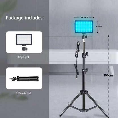LED Photography Video Light Panel Lighting Photo Studio Lamp Kit with Tripod Stand RGB Filters for Shoot Live Streaming Youbube