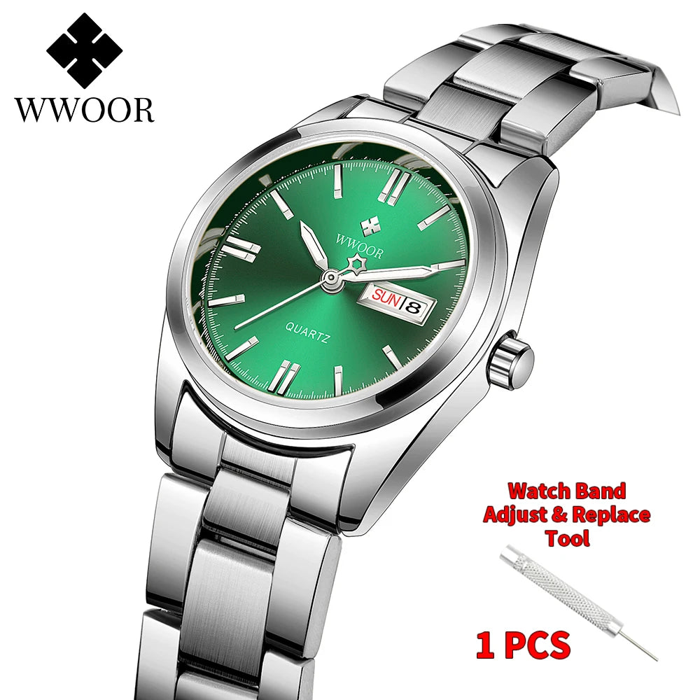 WWOOR New Watch Women Fashion Dress Quartz Watches Lady Stainless Steel Waterproof Wristwatch Simple Girl Clock Relogio Feminino