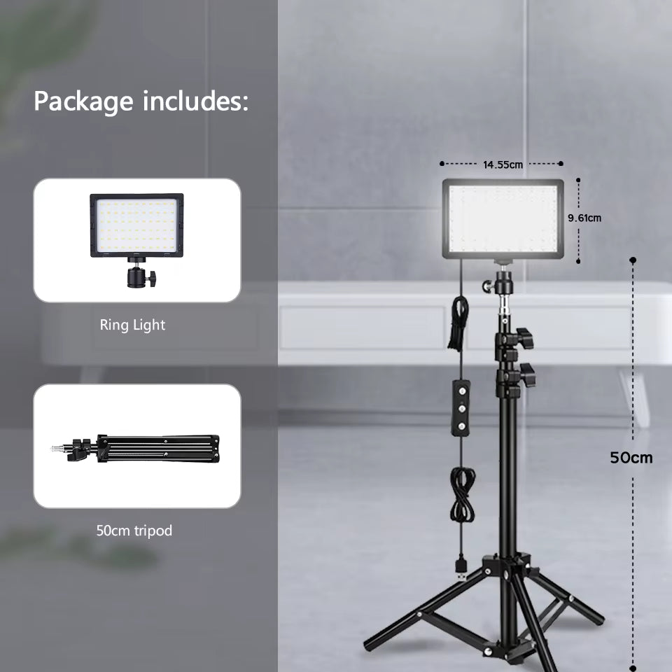 LED Photography Video Light Panel Lighting Photo Studio Lamp Kit with Tripod Stand RGB Filters for Shoot Live Streaming Youbube