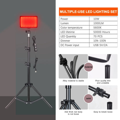 LED Photography Video Light Panel Lighting Photo Studio Lamp Kit with Tripod Stand RGB Filters for Shoot Live Streaming Youbube
